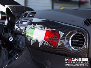 FIAT 500 Custom Dashboard - Carbon Fiber - Italian Flag w/ Black Scorpion 